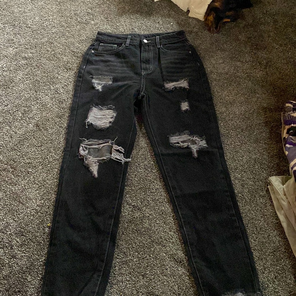 black ripped jeans